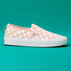 Vans Bayan Kaykay Ayakkabısı ComfyCush Checker Slip-On SF Beyaz | 43317-146